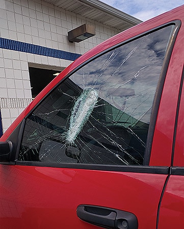 broken truck window
